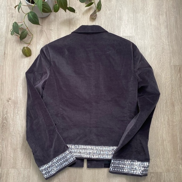 Tory Burch Grey Velvet Natasha Sequin Embellished Blazer EUC - Picture 4 of 7